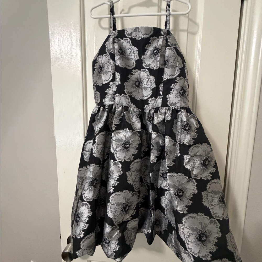 GB girls Black and Silver Floral Halter Dress